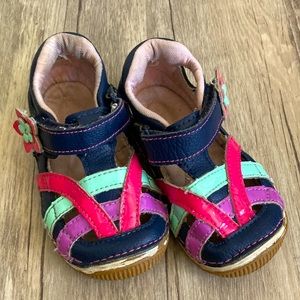 Stride Rite | Size 5.5 | Leather Pink/Navy Sandals